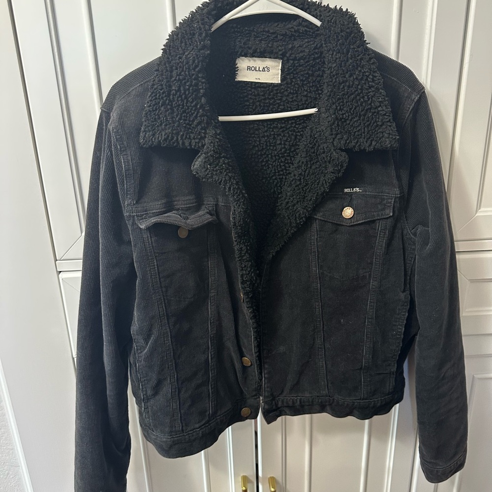 ROLLA'S Women's Black Corduroy Sherpa Jacket